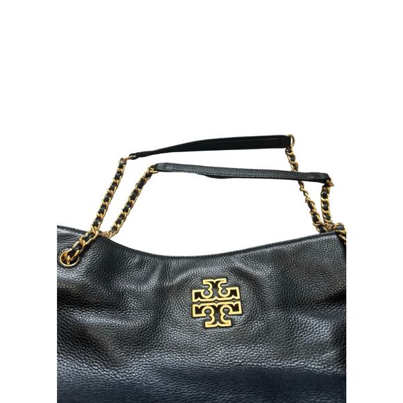 Tory Burch Britten Triple Compartment Leather Tote Black - Picture 4 of 7